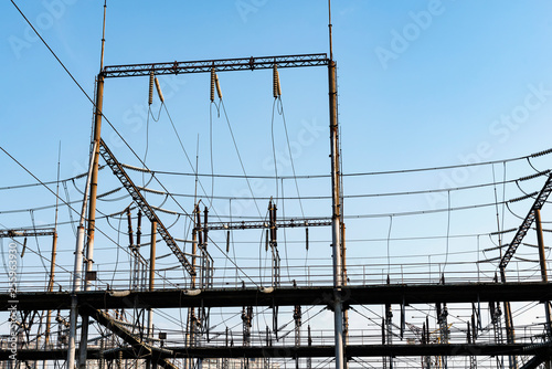 High Voltage electric substation with transformers
