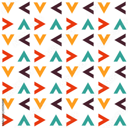 Bright seamless pattern with alternate colorful geometric elements.