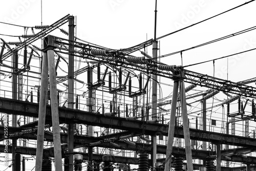 High Voltage electric substation with transformers