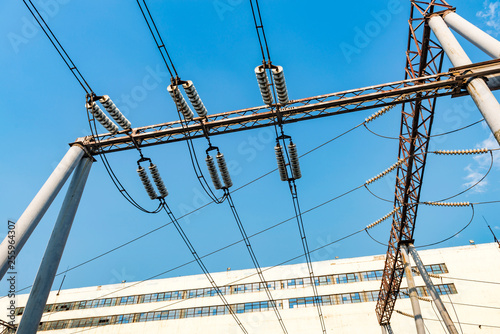 High Voltage electric substation with transformers