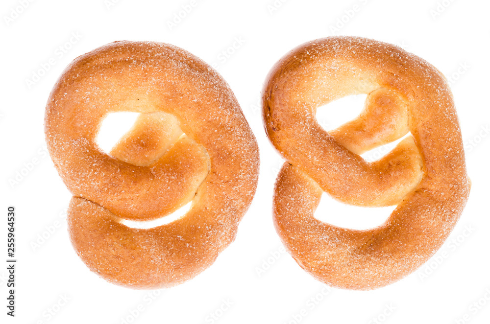 Delicious sweet pastries homemade pretzel with sugar. Delicious sweet pastries homemade pretzel with sugar.
