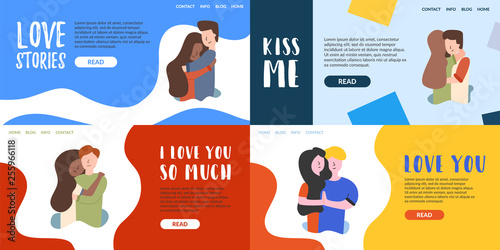 Vector flat banner love each other hugs.