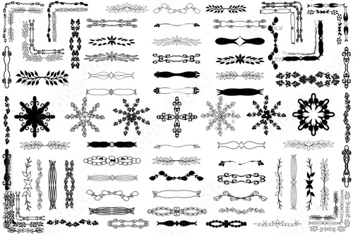 swirls and dividers. Set of decorative dividers, borders, swirls, dividing and scrolls isolated on white background. Vector illustration for design.