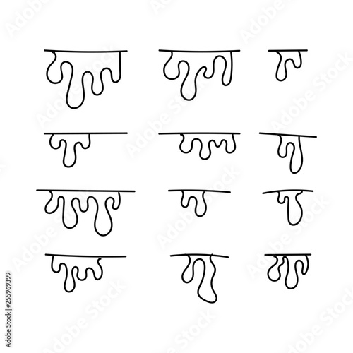 Vector flat set of sketch drawn in pencil dripping