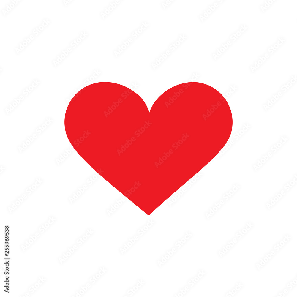 Red heart icon. Flat style. Vector illustration.