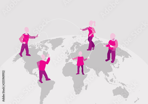 World connection. international team works together. Communication on the Internet