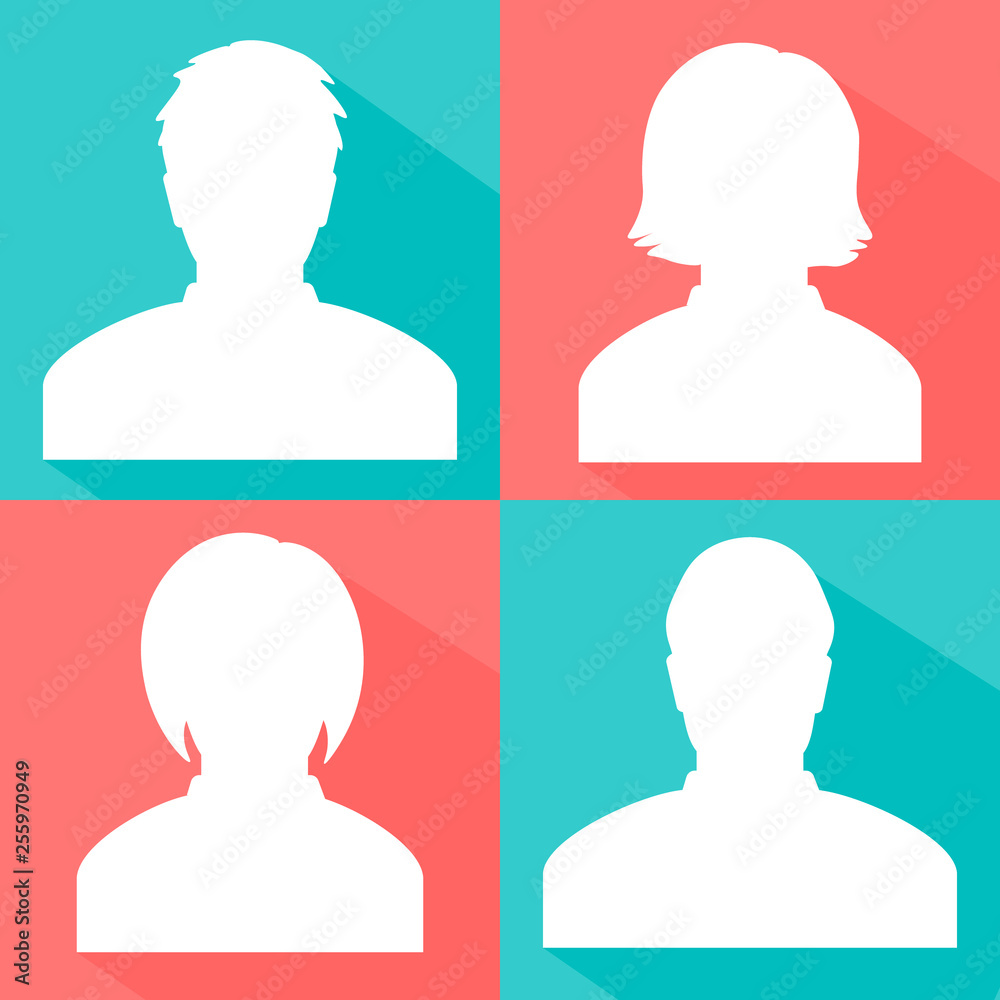 Avatars of people. Silhouettes of people. Flat design.