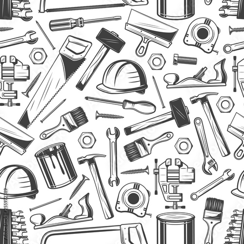 Construction and building pattern, carpentry tools