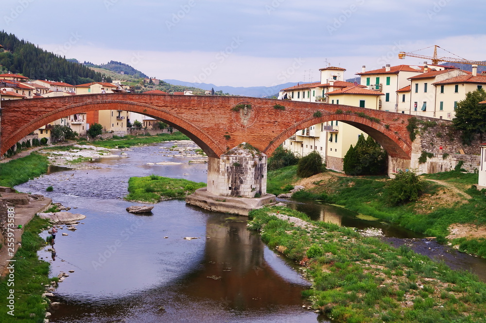 Medicean bridge over Sieve river, Pontassieve, Tuscany, Italy