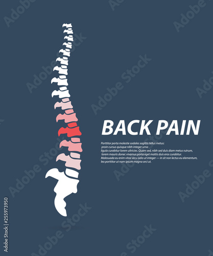 Back pain vector icon illustration. Vector human spine with pain isolated silhouette illustratio