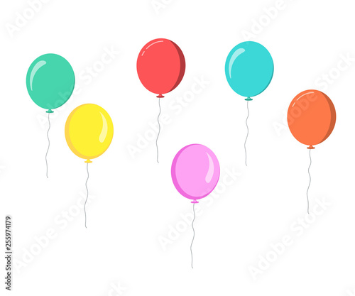 Colorful flat Balloons on White Background