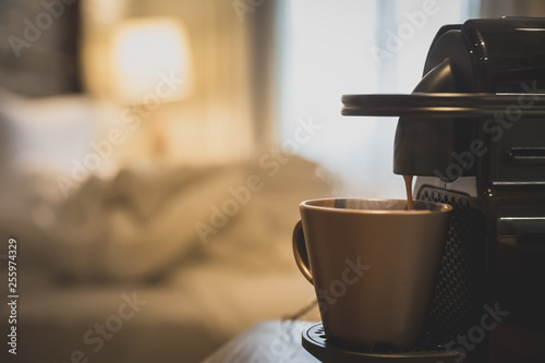 fresh coffee from machine