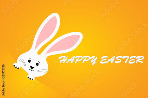 Easter rabbit. Text Happy Easter. Easter Bunny. Cute Rabbit cartoon character.