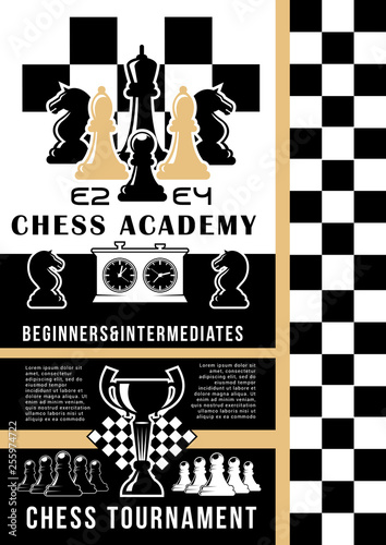 Chess playing school, game pieces and board