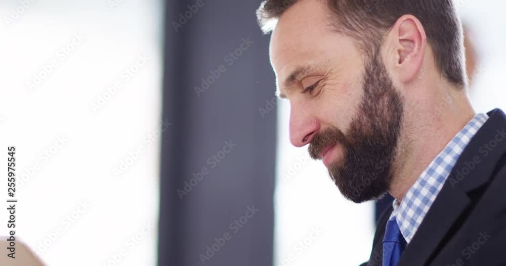 4K Close up smiling city businessman drawing on touchscreen computer with stylus 4K Close up smiling city businessman drawing on touchscreen computer with stylus