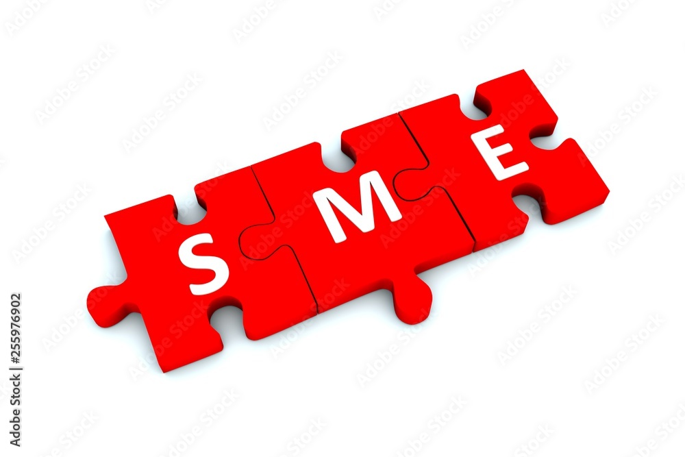 SME puzzle white background concept 3D illustration SME puzzle white background concept 3D illustration