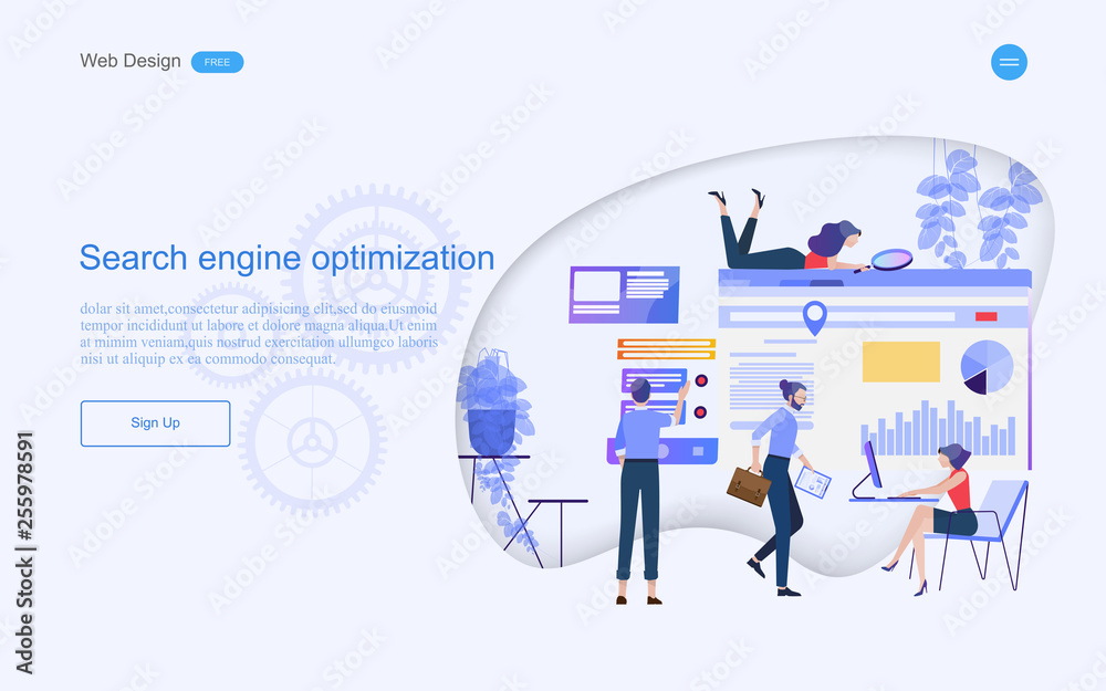 Business concept of web design for Innovation includes solutions for business teamwork in collaborative planning data analysis consulting. Vector illustration.