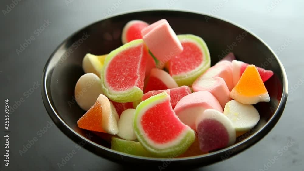 Marshmallow and jelly in bowl Marshmallow and jelly in bowl