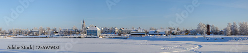 Cityview to the seaside of Raahe town in Finland