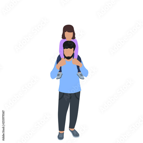 Man holding little girl on his shoulders. Father and daughter. Time together. © LiluArt