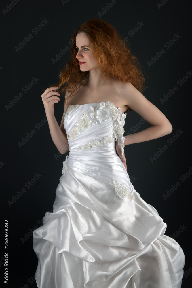 red hair bride studio photos