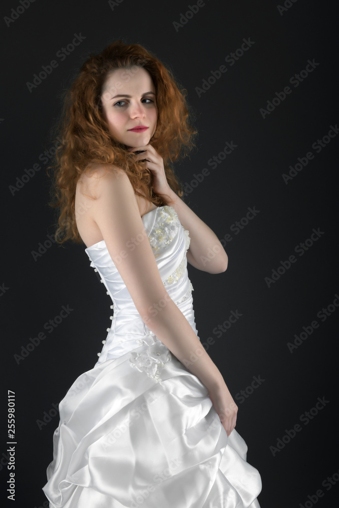 red hair bride studio photos