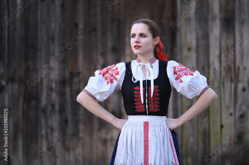 Slovak folklore. Slovakian folklore girl. 