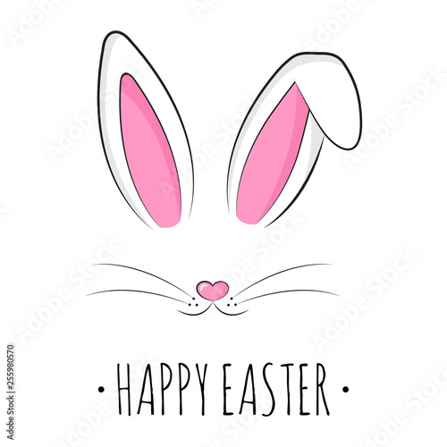 Happy Easter greeting card with cute bunny. Vector illustration. © PchelaMajka