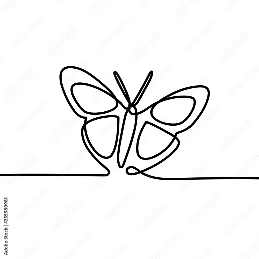 Naklejka premium Continuous one line drawing of Butterfly