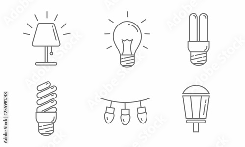 Set of lamp icon line design, Lamp vector illustration 
