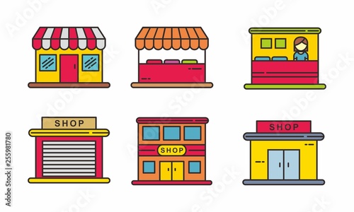 Set of store vector illustration. Store icon 