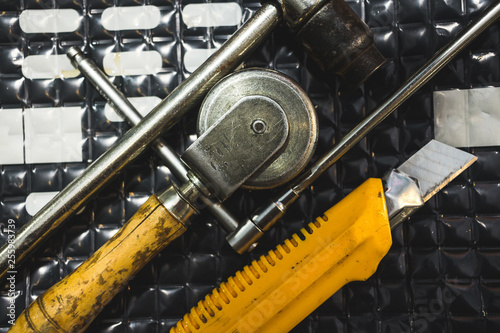Concept shot of a vintage tools as a background