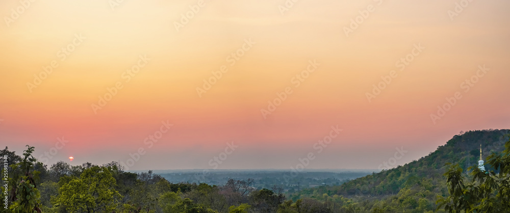 Natural viewpoint at sunset, Nong Bua Lamphu, Thailand.
