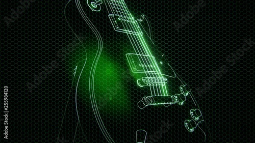 electric guitar in the hologram with bright lights photo