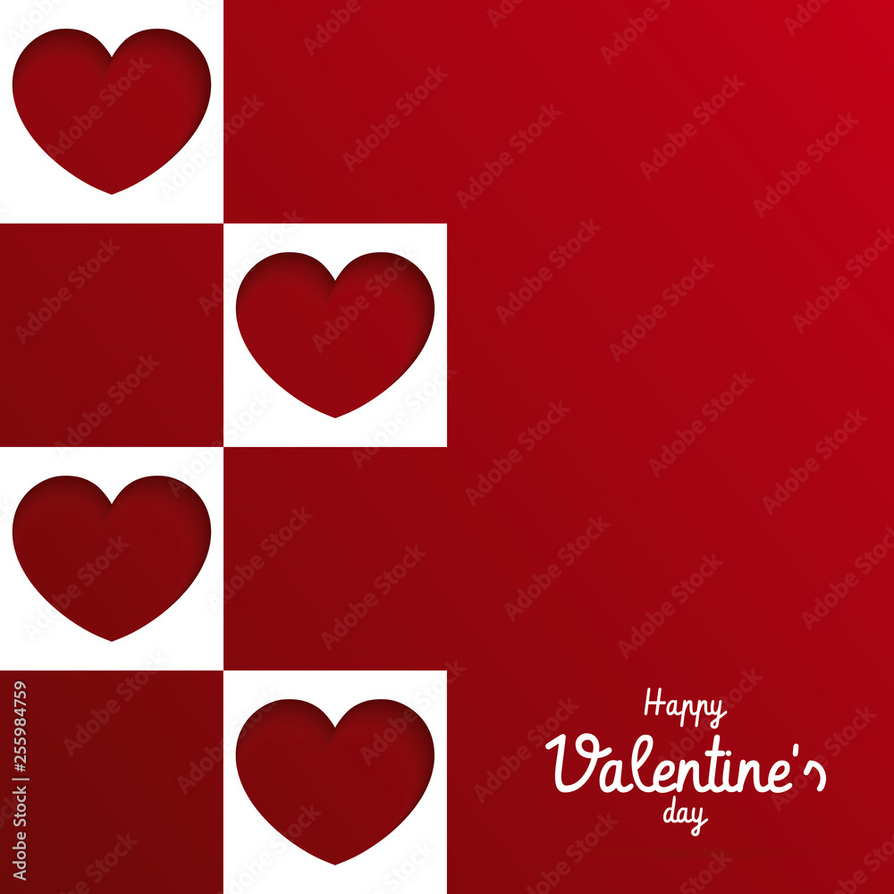 Vector shape confetti splash. Valentine's Day background congratulation card. Paper cut hearts. Card with paper art hearts 