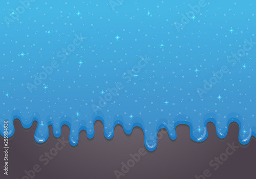 Glitter slime dripping on dark background. Glossy texture with girly colors. Vector illustration. 