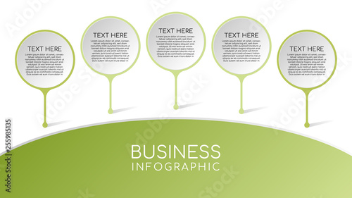 3D infographic template with a five elements circle frame and main topic space for text, use for business template or banner. Vector EPS 10.