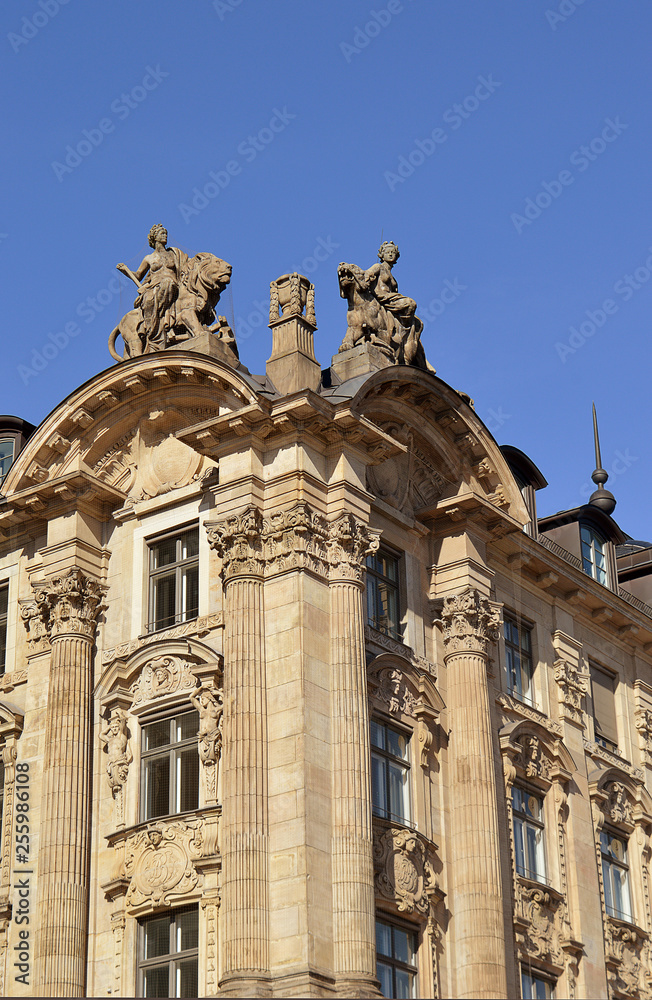 Munich,  baroque revival architecture: Ccorner of building in Lenbachplatz, Munich, Bavaria, Germany