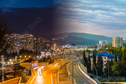 Time-lapse collage of day to night transition