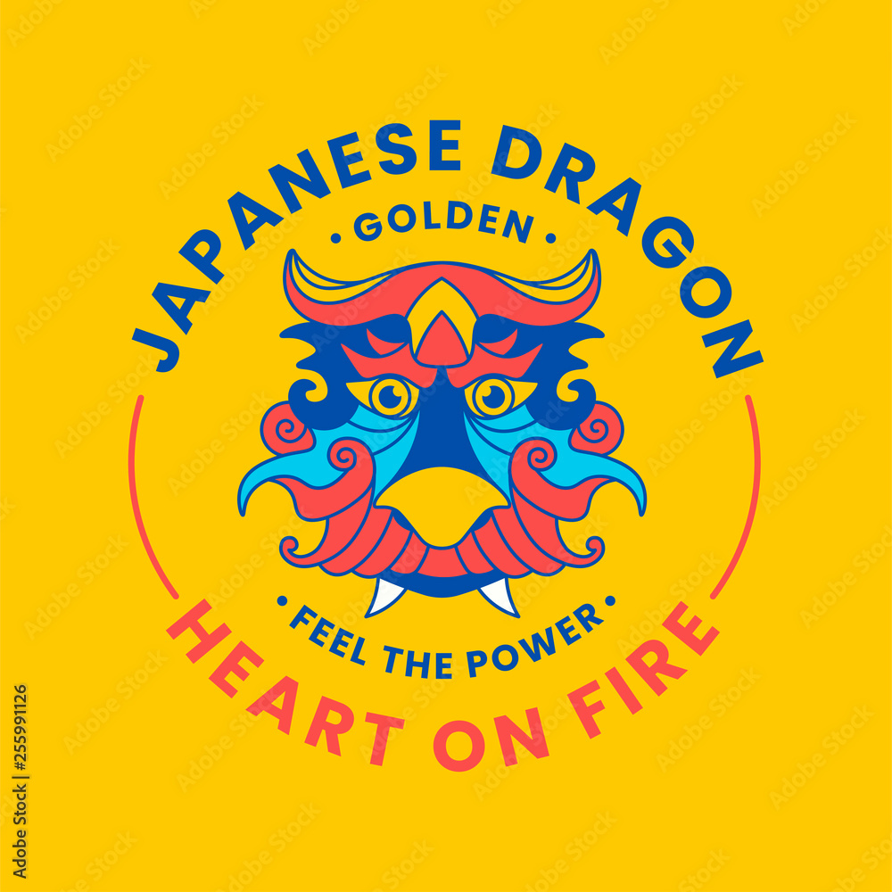 Dragon face logo. Japanese and Chinese dragon modern vector illustration.