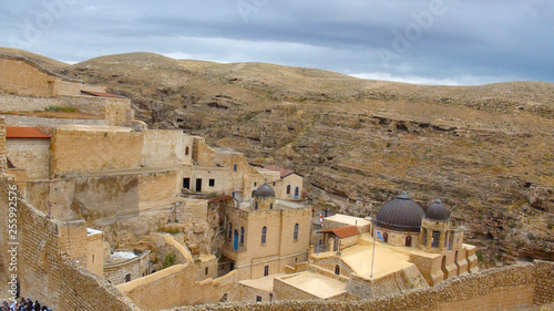 The Mar Saba Monastery, Laura of our Holy Father Sabbas the Sanctified in the Kidron Valley, in the Judaean desert known as the Judean wilderness and surroundings, near Betlehem, Palestinian, Israel