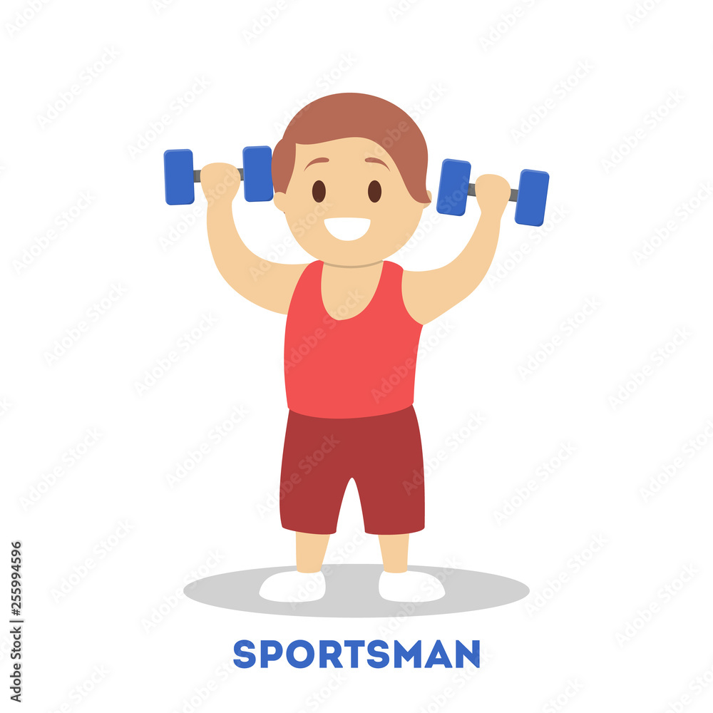 Strong athletic child with dumbbell. Kid sportsman Strong athletic child with dumbbell. Kid sportsman