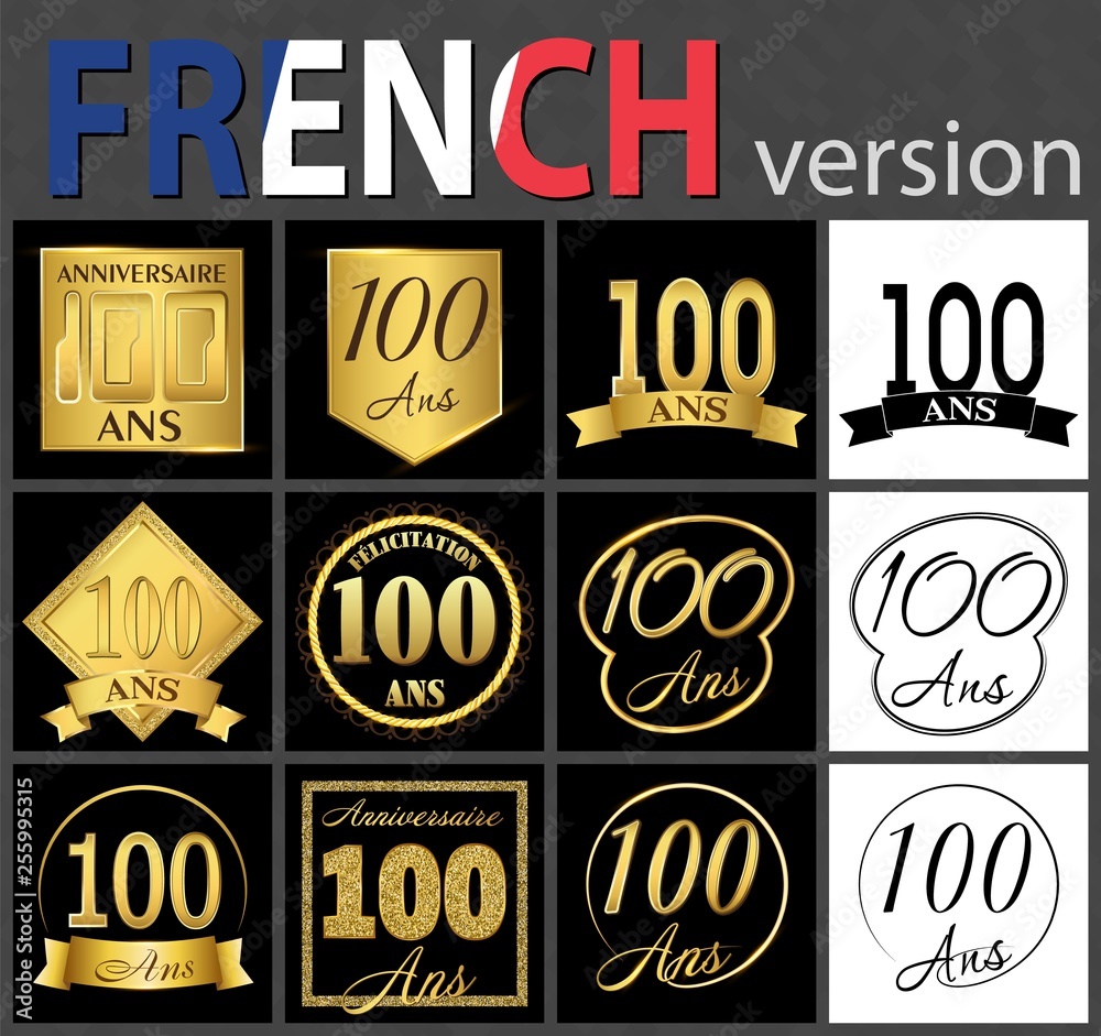 French set of number 100 templates