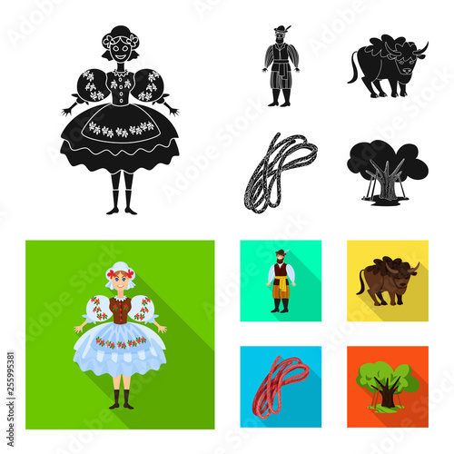 Vector design of traditional and tour icon. Collection of traditional and landmarks stock vector illustration.