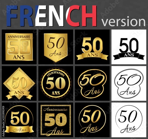 French set of number 50 templates