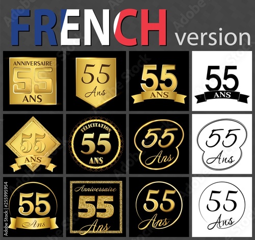 French set of number 55 templates