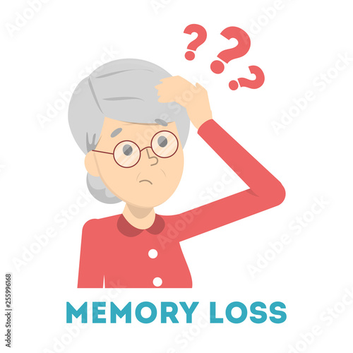 Old woman suffering from the memory loss. Confused