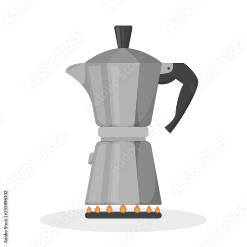 Coffee percolator on the stove. Special equipment