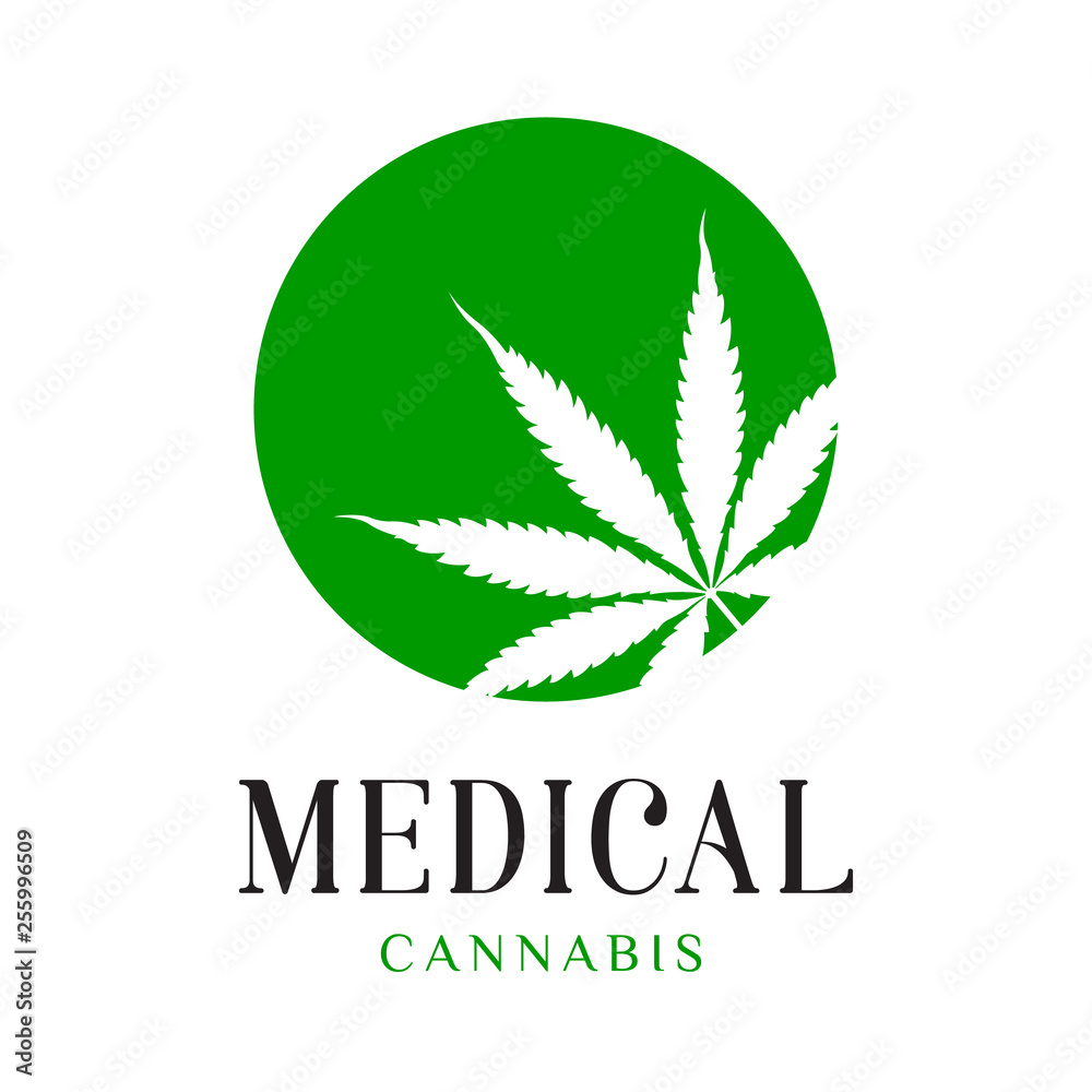 medicinal marijuana hemp logo, leaf flat icon in a green circle. Vector illustration medicinal marijuana hemp logo, leaf flat icon in a green circle. Vector illustration