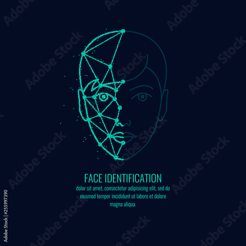 Biometric identifier of a person. Face Identication illustration